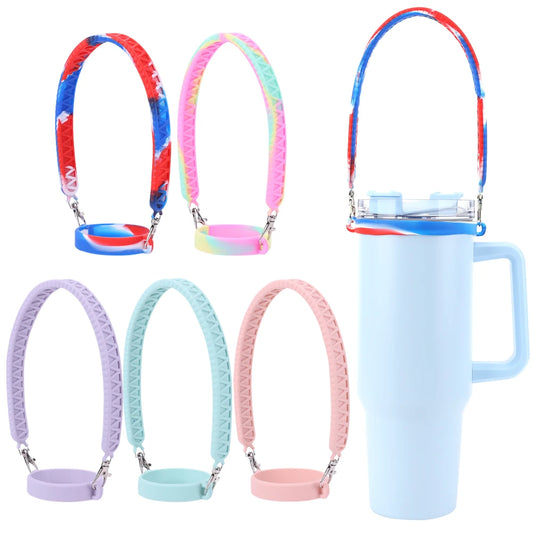 Silicone Water Bottle Handle Fit Most 8-40oz Bottle Water Bottle Strap Water Bottle Holder for Stanley Cup Accessories