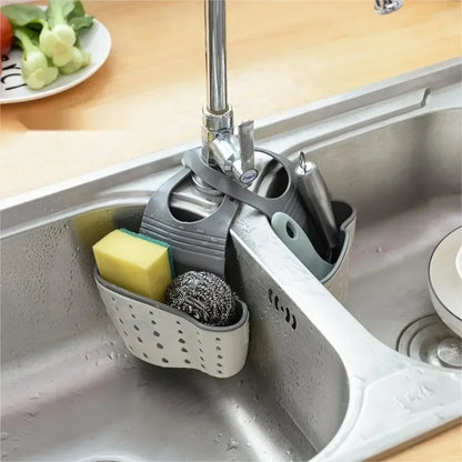 Sink Draining Basket Hanging Bag Faucet Sponge Shelf Dishwashing Sink No-punch Storage Storage Hanging Basket Organizing Rack