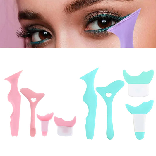 4 Pcs Set Multi Functional Eye Makeup Assistant Combination Silica Gel Paint Eyeliner Eyelash Beauty Tools