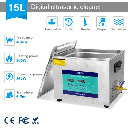 [Ships from UK ] AIPOI Ultrasonic Cleaner 800ml 2L 3.2L 6.5L 10L 15L 22L 30L Home Appliance