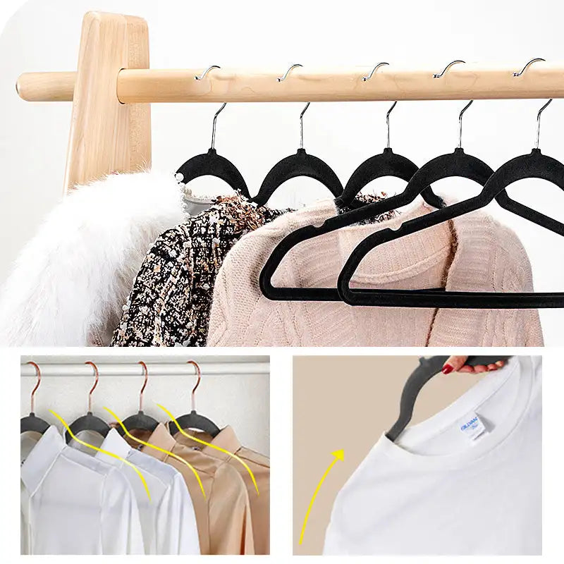 Velvet Non-Slip Hanger 10 Pieces Flocking Multifunctional Anti-Slip Clothes Hangers Wrinkle Resistant Adult Plastic Hanger Stand