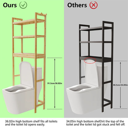 Over The Toilet Shelf Bathroom Bamboo Organizer Over The Toilet Space-saver 3-Tier Storage Shelf Cabinet