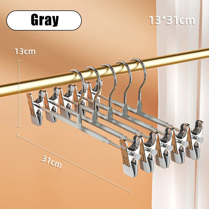 5-10pcs Clothes Rack With Adjustable Clip Anti-Slip Metal Windproof Clothes Hanger Pants Jacket Skirt Clip Closet organizer