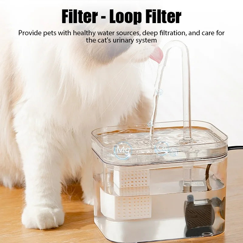 Ultra-Quiet Cat Water Fountain Auto Filter Cat Drinker USB Electric Mute Recirculate Filtering Drinking for Cats Water Dispenser