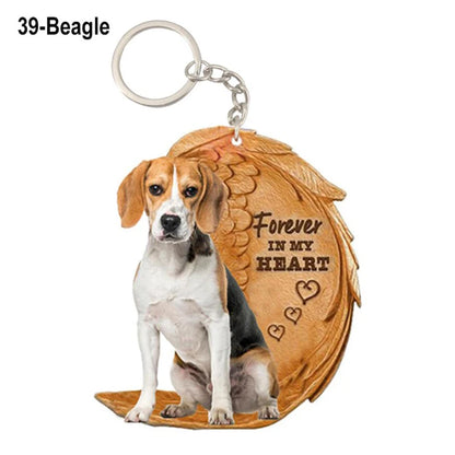 39 Style Cut Dog Forever In My Heart Angel Pendant Bag Keychain Car Key Chain Keyring Pet Jewelry Best Friends Gifts Accessories