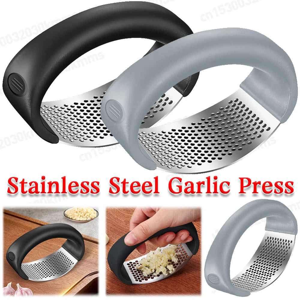 Stainless Steel Garlic Press Manual Garlic Mincer Chopping Garlic Tools Curve Fruit Vegetable Cooking Kitchen Gadgets Tools