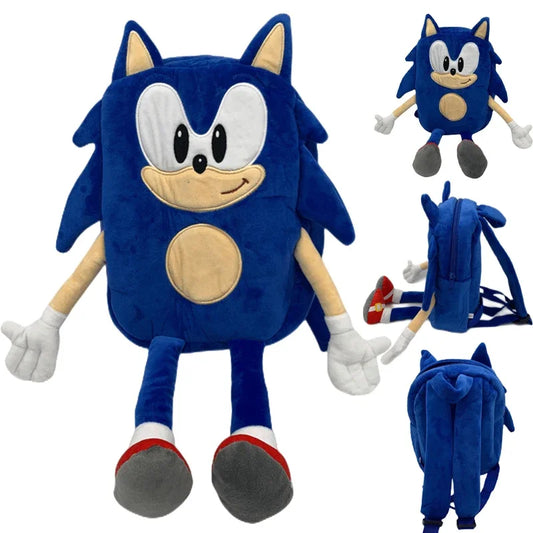 40Cm Hot Sale Super Sonic The Hedgehog Backpack Game Anime Children Plushie Travel Bag Cartoon Soft Plush Kids Schoolbag Toys