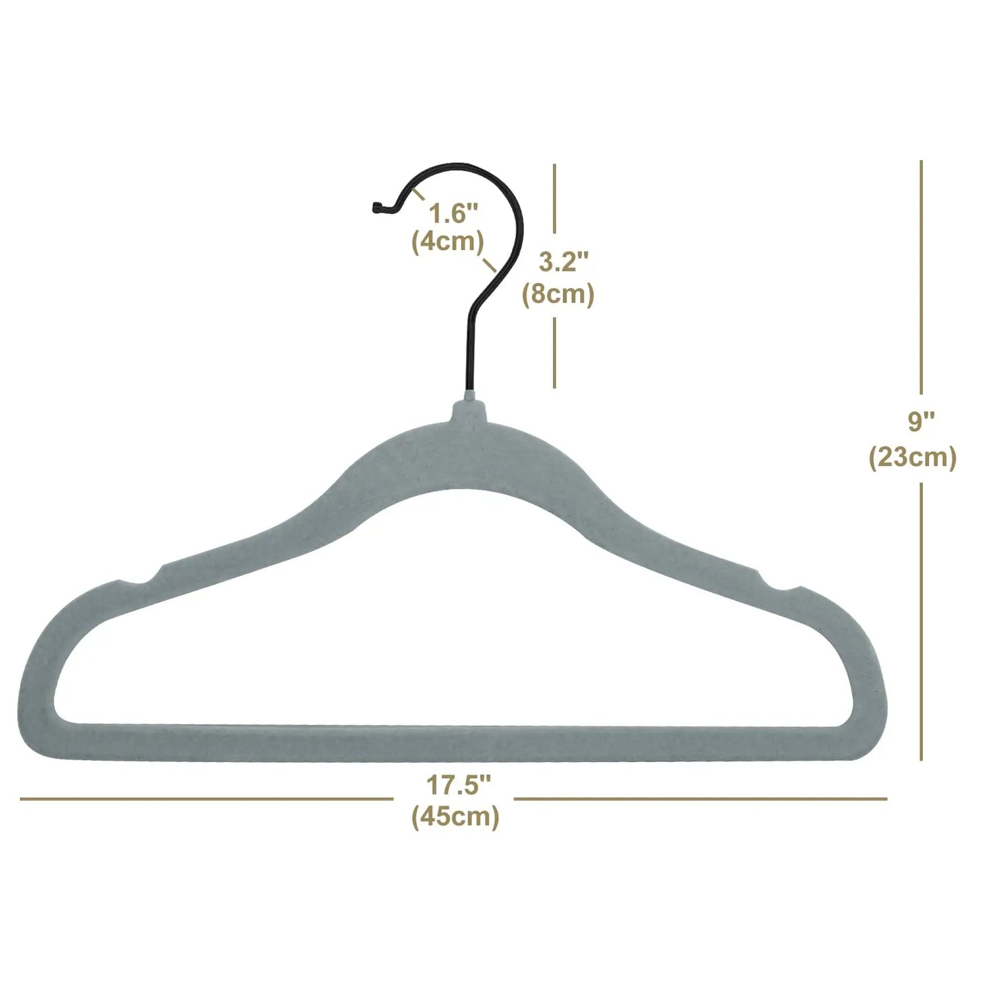 Premium Velvet Hangers 60 Pack Non Slip 17.5 Inch Grey Felt Hangers Heavy Duty Hangers for Closet with 360 Degree Rotatable Hook