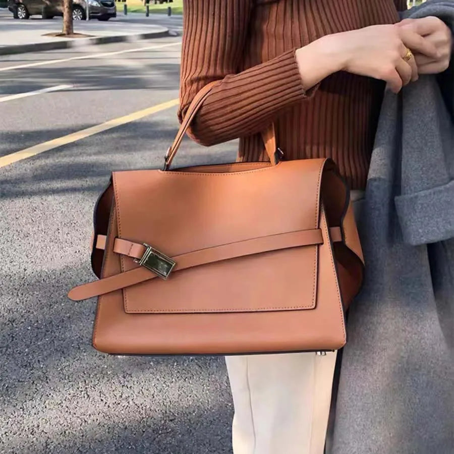 2024 high quality leather tote bags women square handbags luxury designer commuter shoulder crossbody bag large capacity