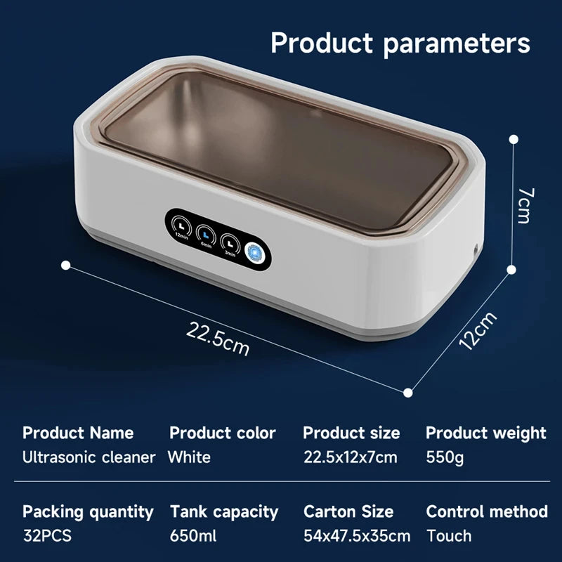 Xiaomi Ultrasonic Cleaning Machine Glasses Cleaning Machine Large Capacity Jewelry Braces Professional Cleaner 650ml For Jewelry