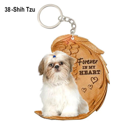 39 Style Cut Dog Forever In My Heart Angel Pendant Bag Keychain Car Key Chain Keyring Pet Jewelry Best Friends Gifts Accessories