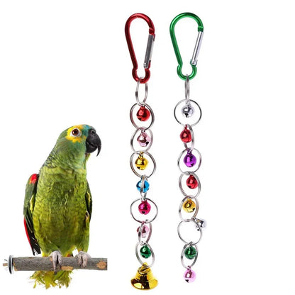 Parrot Bite Toy, Bird Ring, Bell, Hanging Swing, Chain, Parakeet, Chew Swings, Toy with Hanging Bells, Bird Accessories, 1Pc