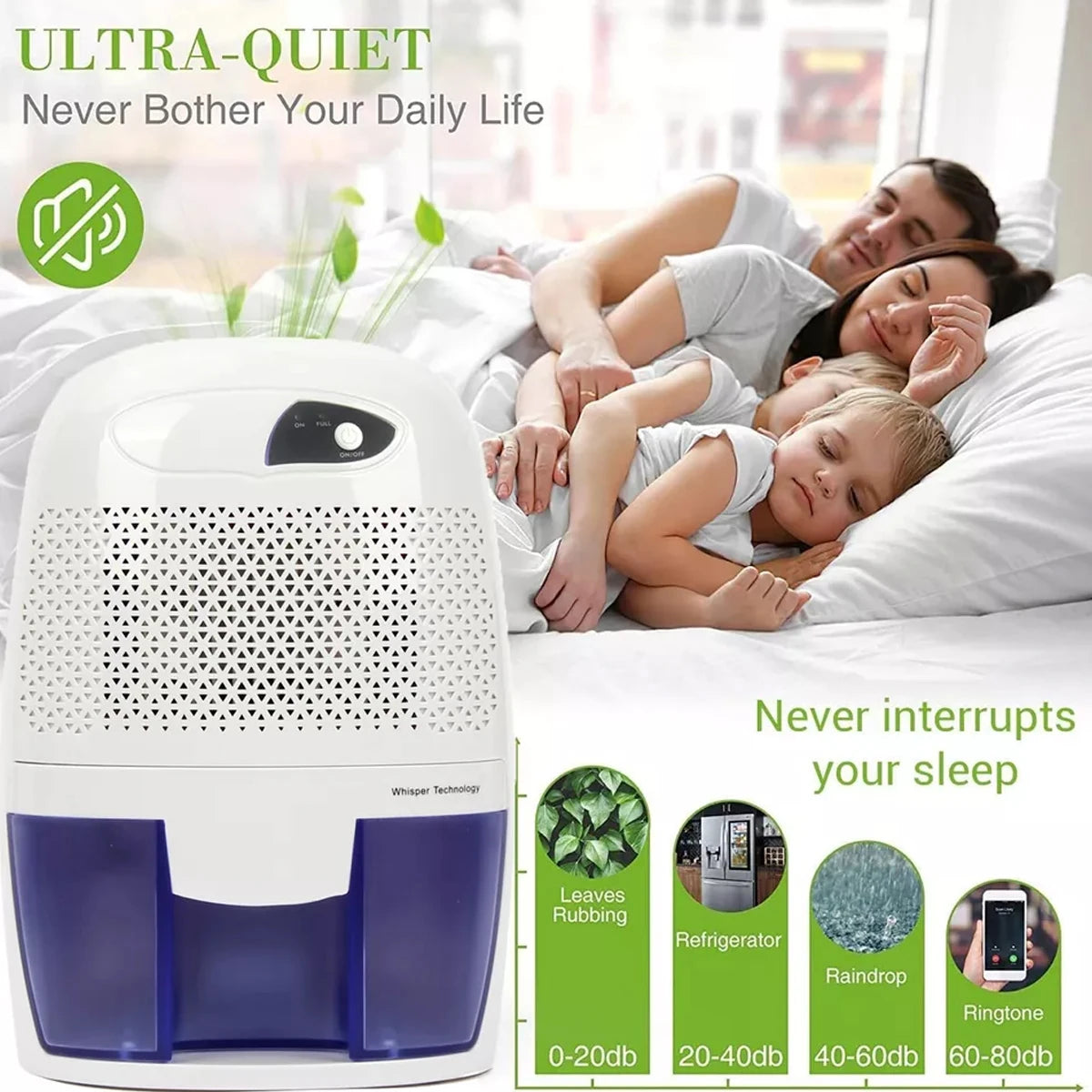 Portable Electric Dehumidifier Air Purifier with 500ML Water Tank Mute Moisture Absorbers Air Dryer For Home Room Office Kitchen