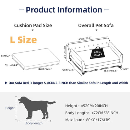 XX-Large Dog Couch Luxury Elevated Pet Sofa Bed Waterproof Sofa-type Dog Cat Snuggle Lounge Chair Wear-resistant