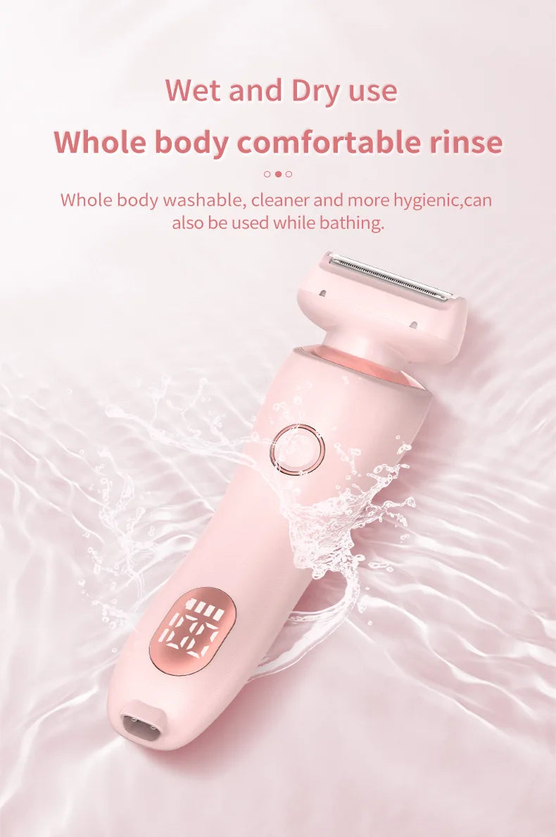 2 In 1 Electric Shaver for Women Lady Razor Hair Removal Waterproof Wet or Dry for Underarm Bikini Leg Portable Painless Trimmer