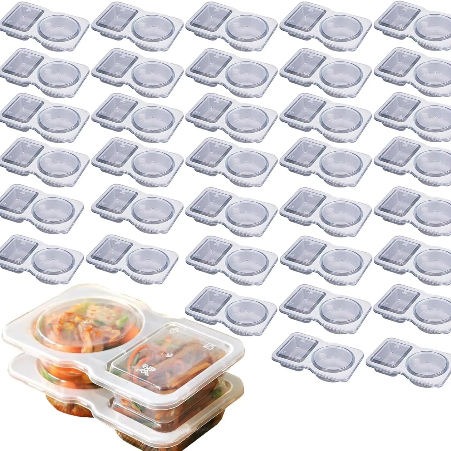 5/15/25/35 Pcs Double Compartment Seasoning Container With Lid Portable Compartment Snack Container For Daily Outdoor Picnic