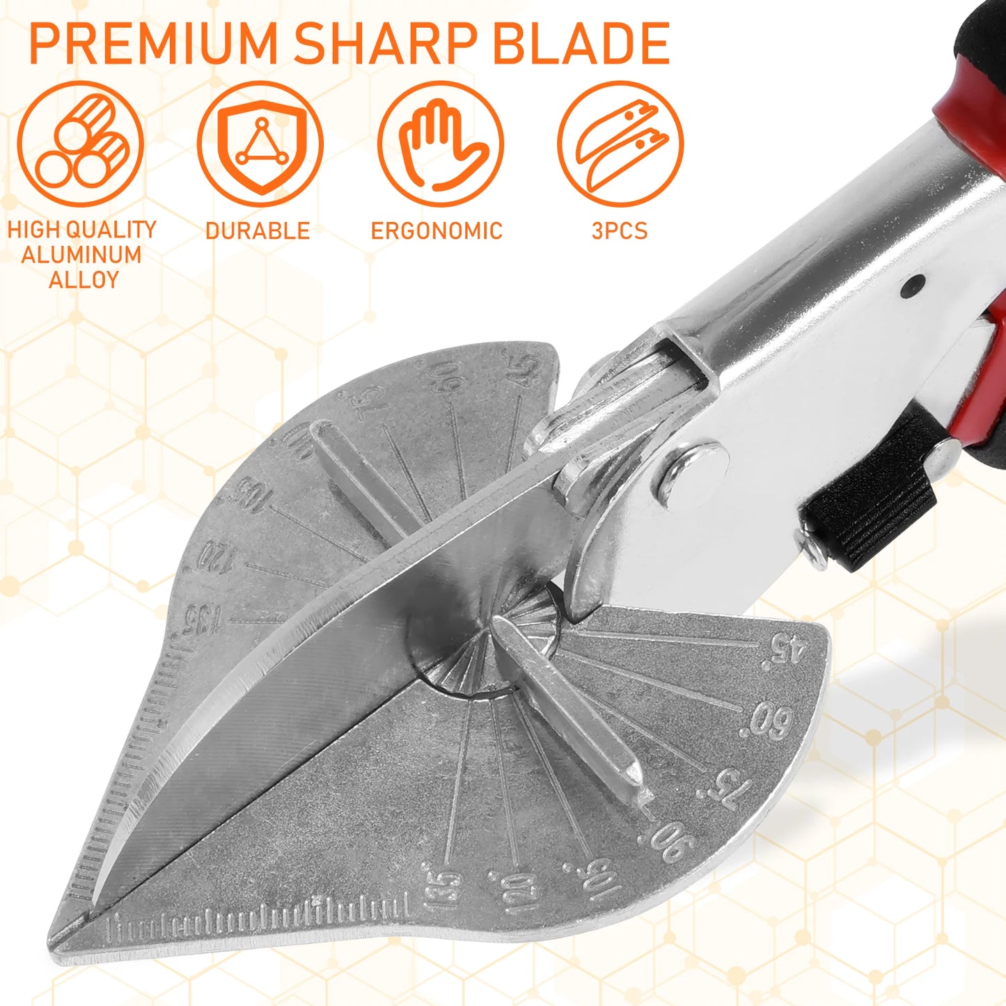 Miter Shears Aluminum Alloy Multi Angle Trunking Shears Precise Shoe Molding Cutter Tool 45°- 135° Miter Shears Cutter Hand Tool