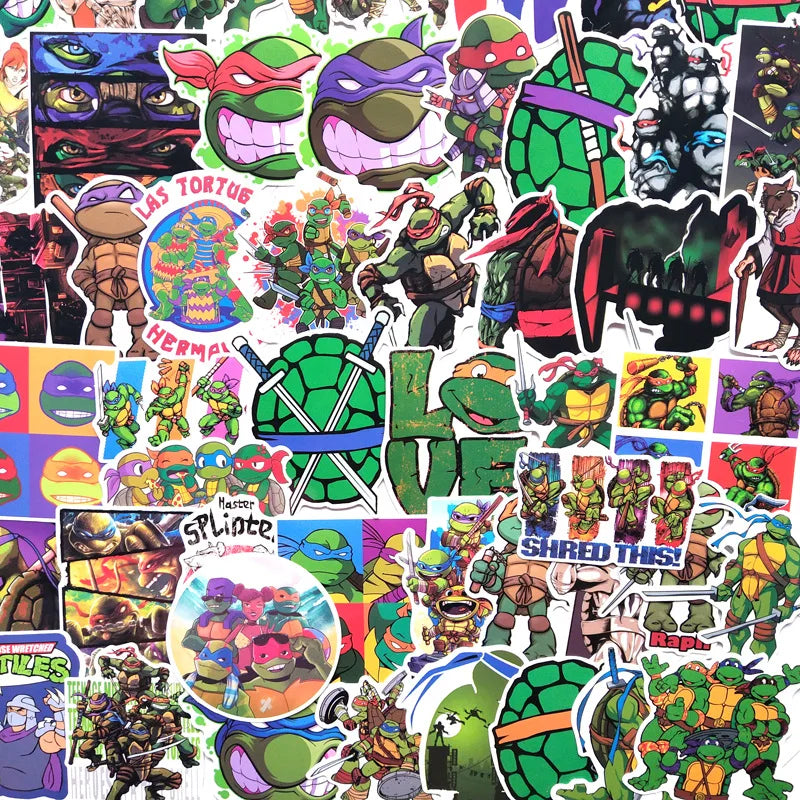 New 50PCS Ninja Turtles TMNT Anime Stickers Kawaii Cartoon Cute Aesthetic Decal Decoration Laptop Motorcycle Luggage Car Sticker