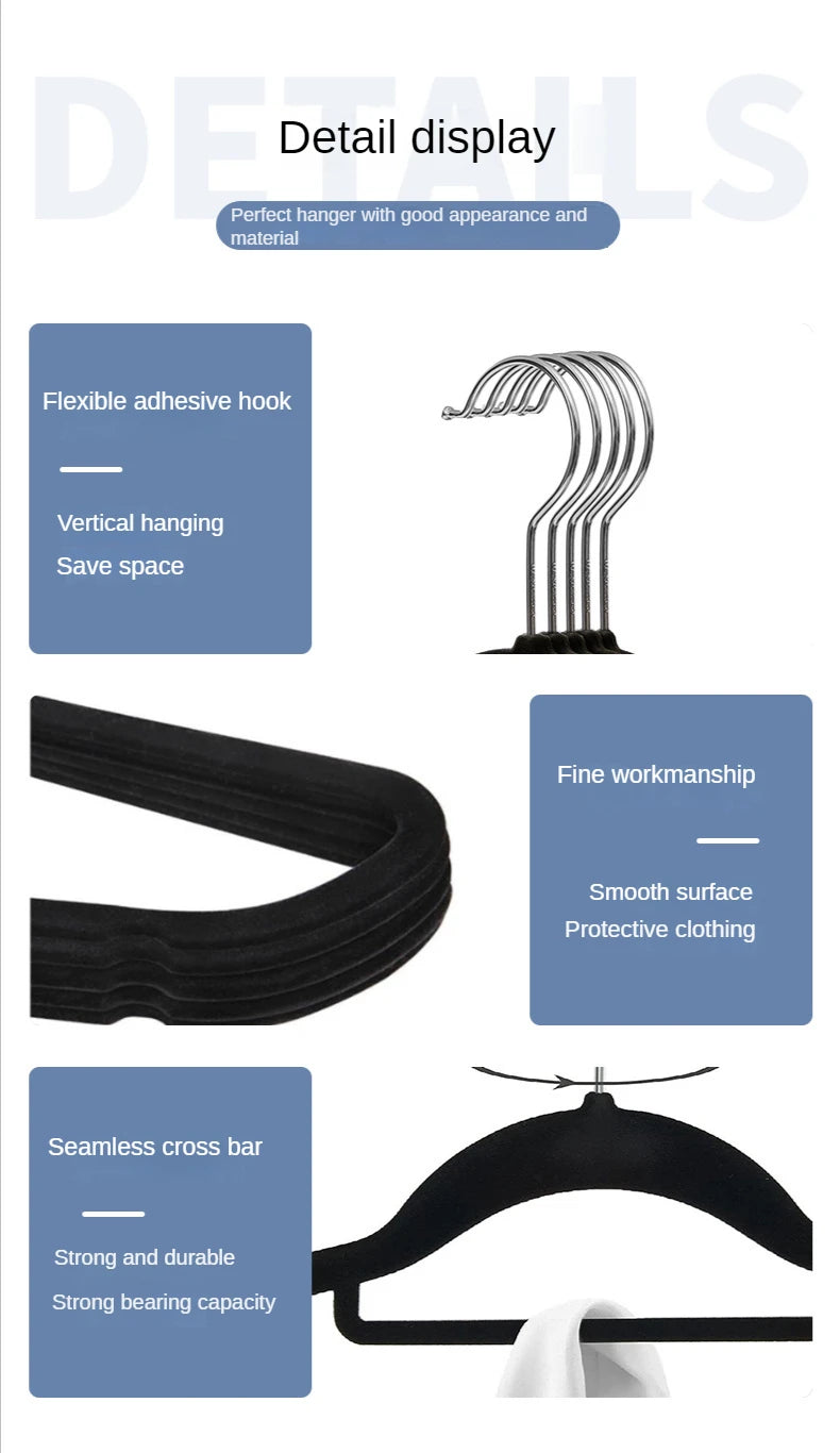 Velvet Non Slip Hangers for Coats,Heavy Duty Black Hangers for Coats,Pants,Dress Clothes,Space Saving Felt Hangers for Clothing