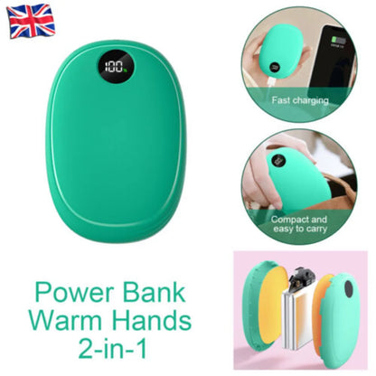 2X Rechargeable Hand Warmers USB Power Bank Electric Pocket Heater Warmer Green