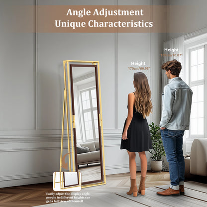 160CM Tall Full Length Mirror Metal Frame Full Body Mirror Wall Mounted/ Standing Bedroom Dressing Mirror for Living Room Closet