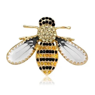 Vintage Classic Women Luxury Bee Crystal Brooch Jewelry Big Rhinesotne Metal Insect Badges For Lady Suit Coat Brooches Pins Gift