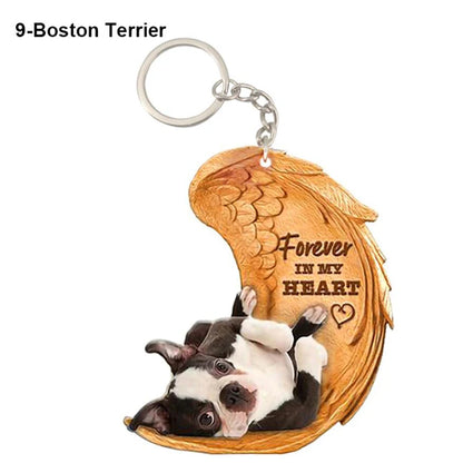 39 Style Cut Dog Forever In My Heart Angel Pendant Bag Keychain Car Key Chain Keyring Pet Jewelry Best Friends Gifts Accessories