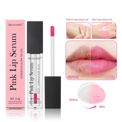 Pink Lips Serum Lip Balm Plumper Serum Reduces Fine Lines Brighten Lipgloss Anti-Drying For Women Pink Lips Instant Volumising