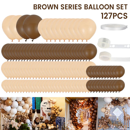 124PCS Coffee Brown Blush Balloons Garland Kit Caramel Coffee Brown Balloons Arch Set 5" 10" 12" 18" Latex Balloons for Birthday