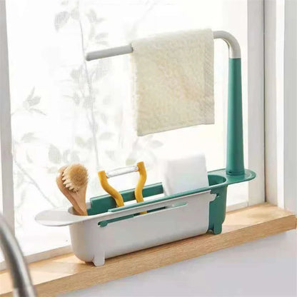 Adjustable Telescopic Sink Shelf Space-saving Kitchen Organizer Soap Sponge Holder Drain Rack Basket Gadgets Accessories Tool fo