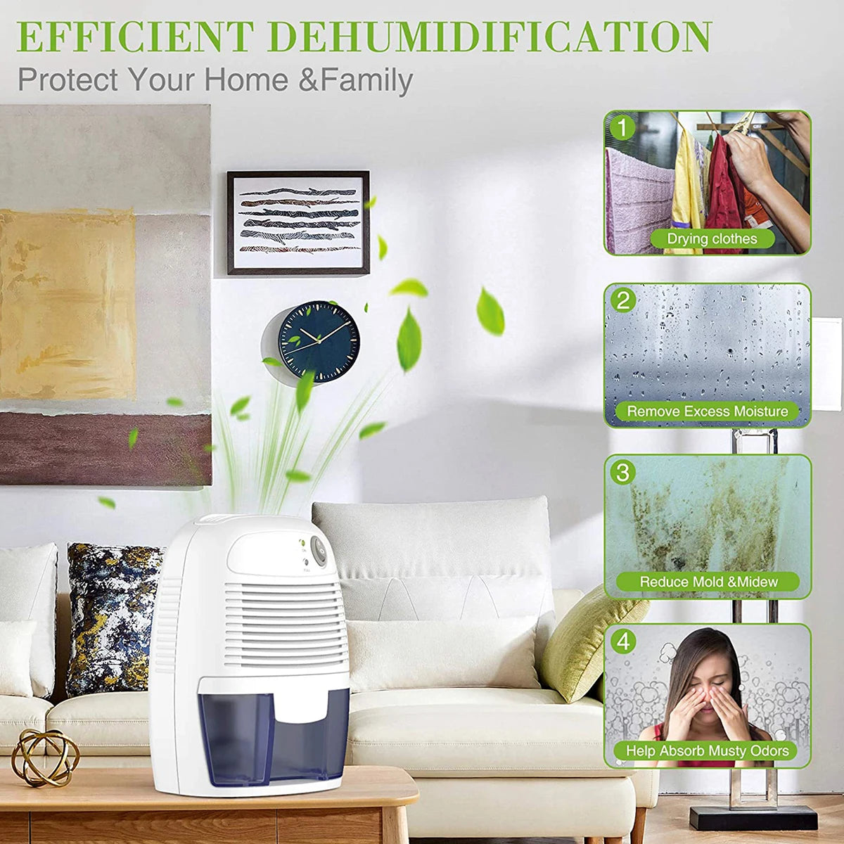 DC9V Electric Household Dehumidifier Air Dryer Moisture Absorber With 500ML Water Tank, Auto Off For Small Room Deshumidificador