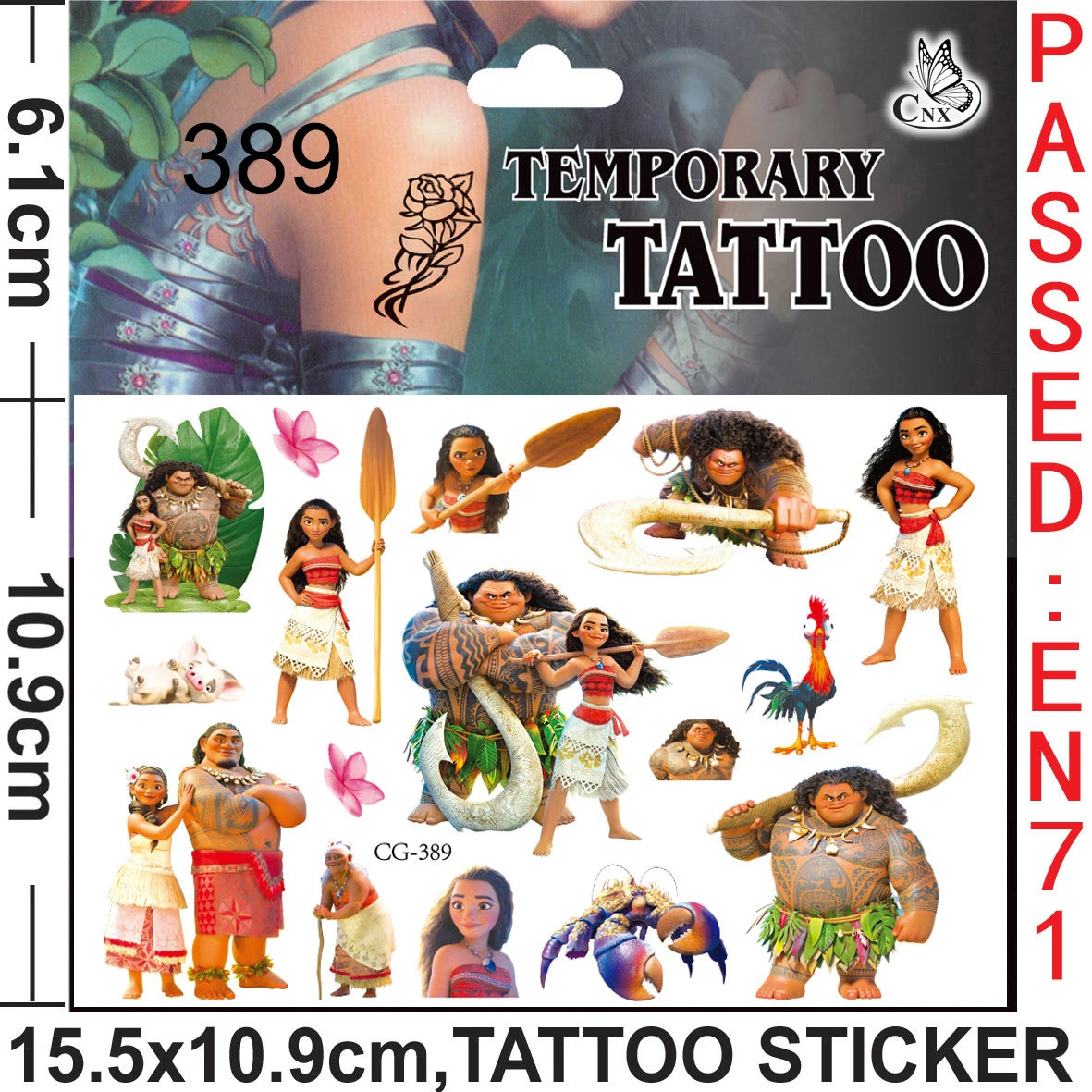 1/4/8pcs Moana Party Favor Temporary Tattoos Stickers Birthday Party Supplies Decorations Gifts for Boys Girls Classroom Rewards