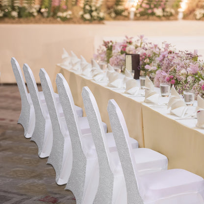 Polyester FOLDING CHAIR COVERS, Wedding Banquet Decor, White and Pink, 10 PCs, 50 PCs, 100PCs