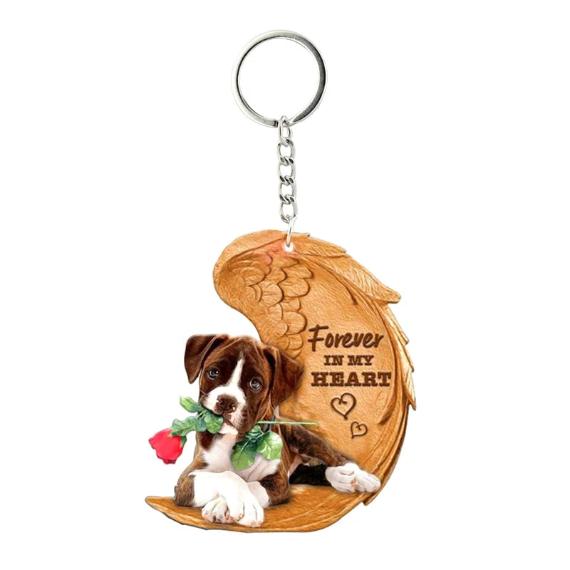 1 Piece 23 Style Dog Forever In My Heart  Angel Pendant Bag Key Chains Car Keychain Keyring  Pet Jewelry Gift For Women Girls