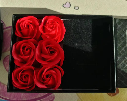 NEW Window Jewelry Box Romantic 6 Rose Pendants Ring Bracelet Eternal Flower Jewelry Valentine's Day Gift Packaging Box Bag