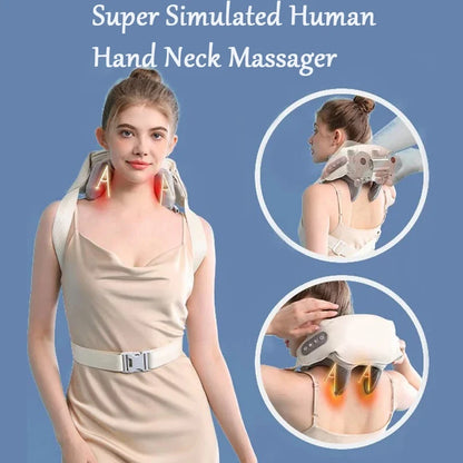 Wireless Relief Massage Trapezius Muscle Relaxation Deep Shiatsu Simulated Human Hand Kneading Neck Massager Electric Portable