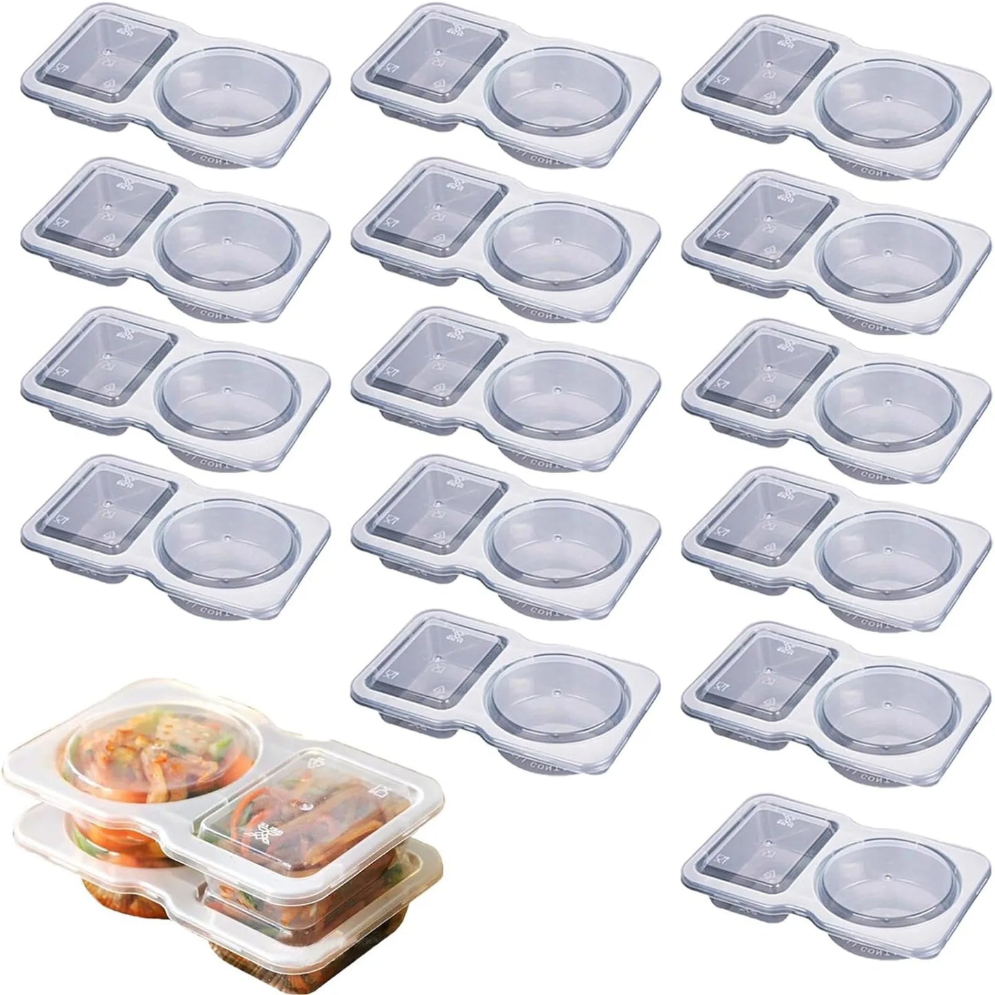 5/15/25/35 Pcs Double Compartment Seasoning Container With Lid Portable Compartment Snack Container For Daily Outdoor Picnic