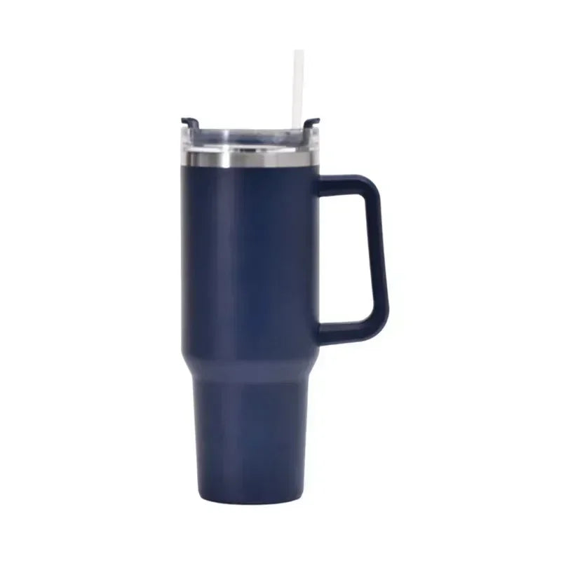 New large capacity 40oz stainless steel water bottle, car coffee cup, handle cup, vacuum insulated bottle with straw