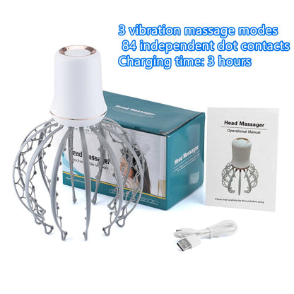 Electric Head Massager for Head Therapeutic Pain Relief 3D Stimulation Vibration Acupoint Relax Claw Scalp Massager Rechargeable