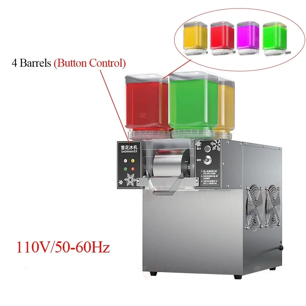 New Design 120KG/24H Air-cooled Snowflake Ice Machine Small Snow 4 Flavors Snow Ice Bingsu Shaver Smoothie Crusher 110V 220V