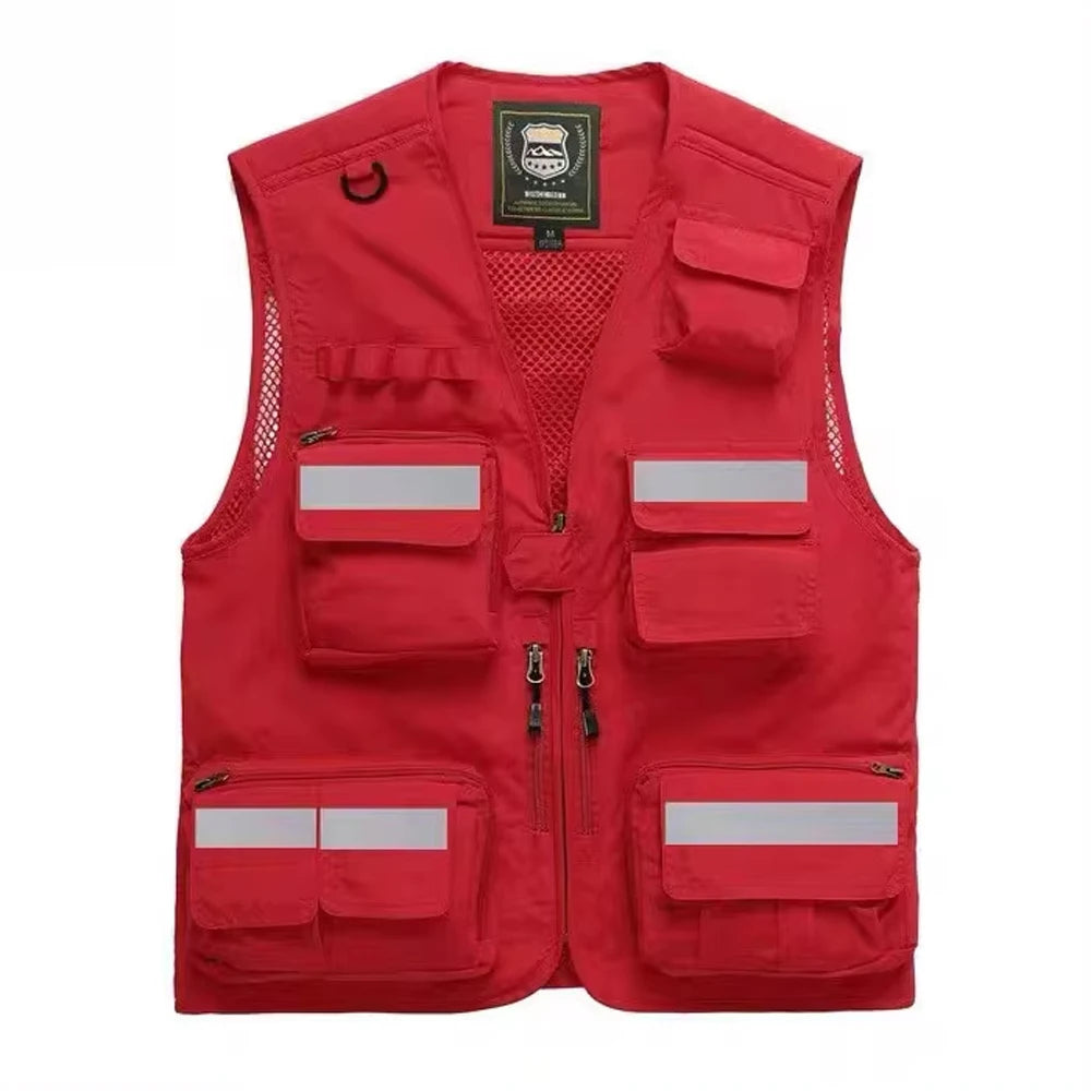 Reflective Vest Emergency Firefighter Volunteer Road Rescue Outdoor Breathable Mesh High Visibility Safety Waistcoat Workwear