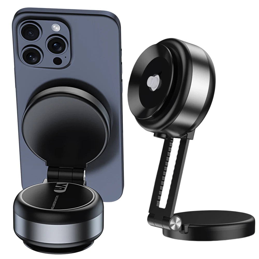 2025 New Vacuum Car Phone Holder For iPhone Samsung Xiaomi Magnetic Suction Cup Phone Mount 360° Adjustable Folding Phone Stand