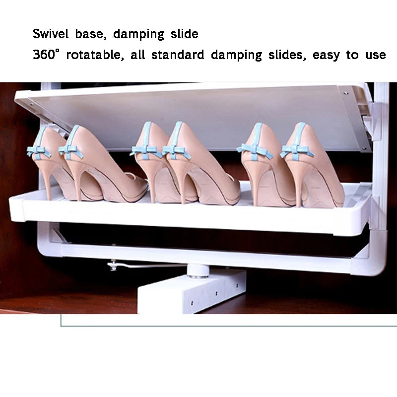 Shoe Rack 360° Rotating Height Adjustable Aluminum Alloy Shoe Cabinet Rack Rotating Shoe Cabinet Hardware Set Customizable