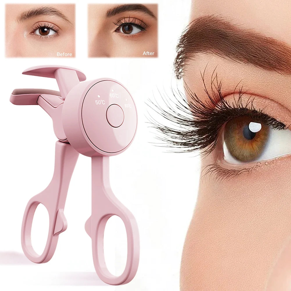 Heated Eyelash Curler Electric Eyelash Curler Auto OFF Heated Lash Curler 3 Temp Settings Rechargeable Eyelash Curler for Makeup