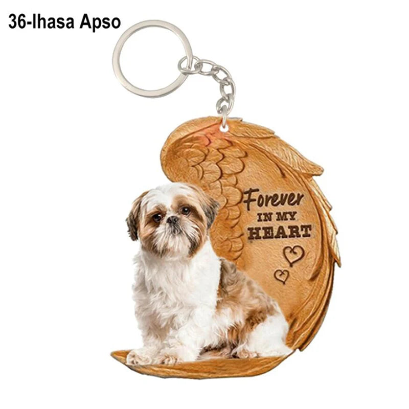 39 Style Cut Dog Forever In My Heart Angel Pendant Bag Keychain Car Key Chain Keyring Pet Jewelry Best Friends Gifts Accessories