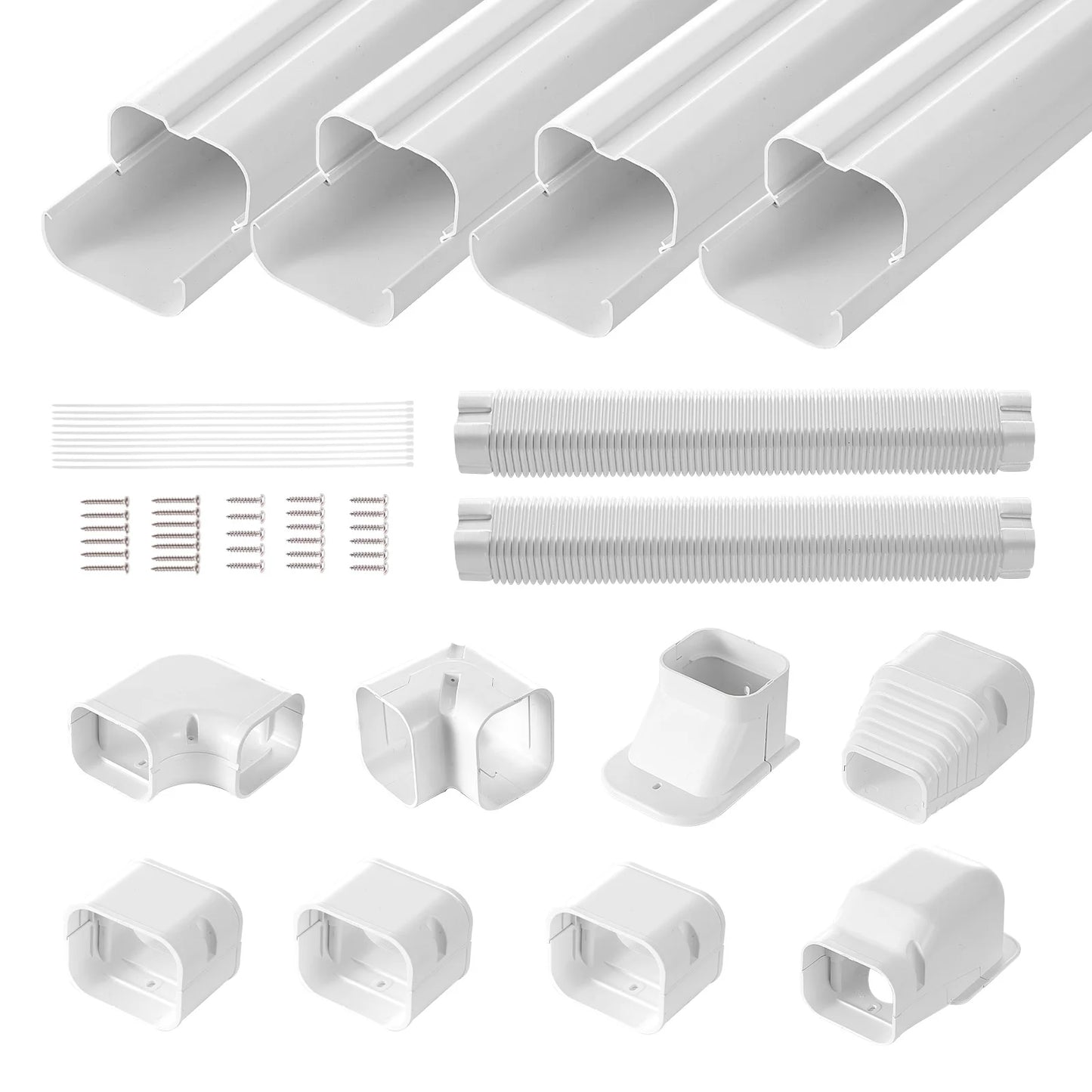 VEVOR Mini Split Line Set Cover PVC Decorative Pipe Line Cover For Air Conditioner Easy to Install Paintable for Heat Pump White