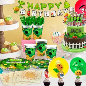 Plants vs Zombies Party Supplies,169pcs Plants vs Play Game Zombies Party Kit-Balloons Banner Backdrop Stickers Plates Cups etc