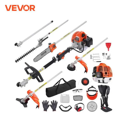 VEVOR 52CC 6-in-1 Multi-Functional Trimming Tools Gas Hedge Trimmer Weed Eater String Trimmer Brush Cutter Edger Pole Chainsaw