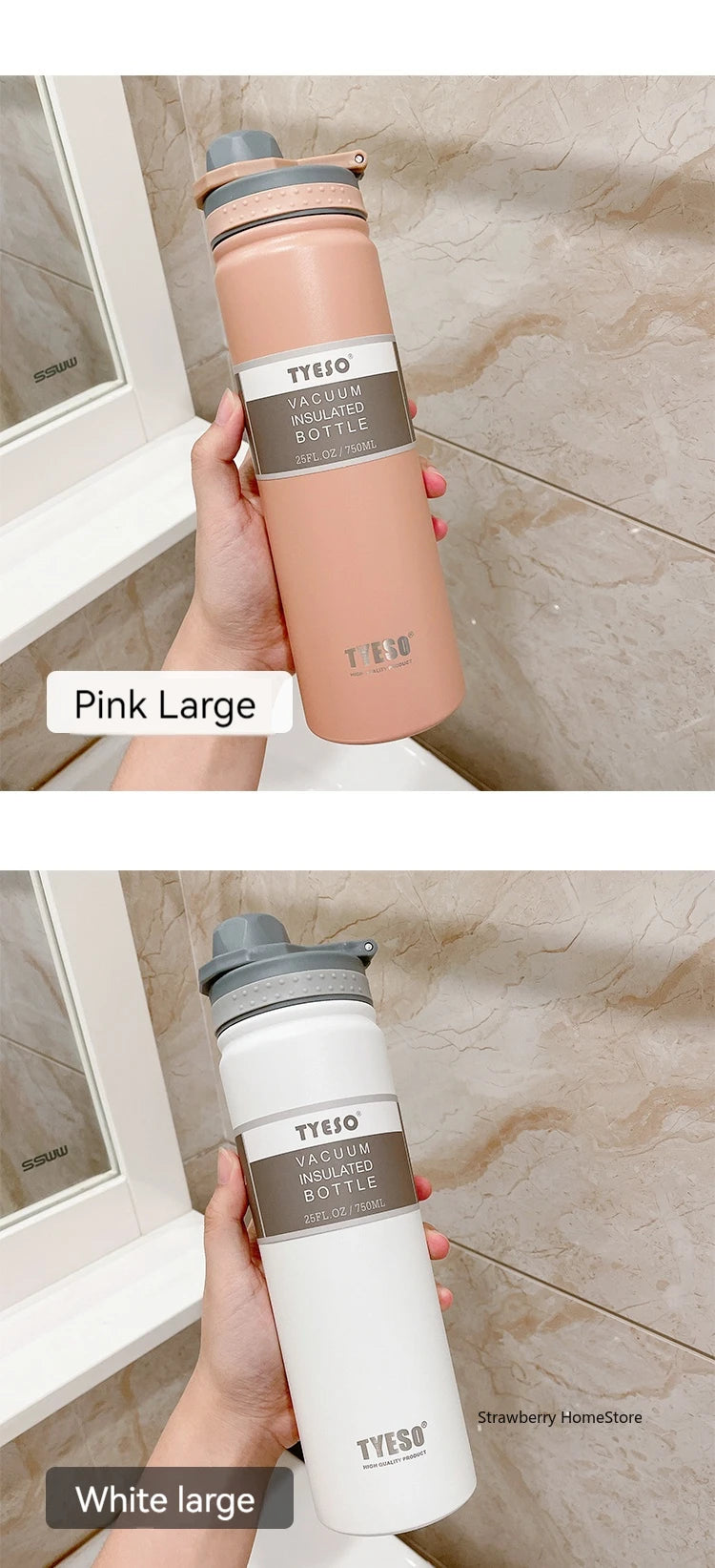 Tyeso 530/750ML Stainless Steel Thermos Bottle Portable Outdoor Sport Water Cup Keeps Cold and Heat High Capacity Thermos Bottle