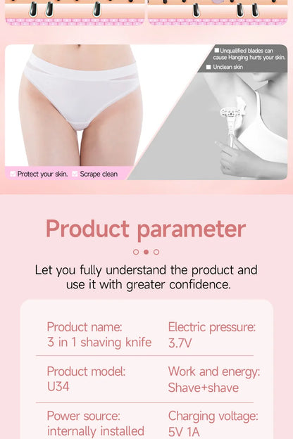 Electric Razors Shaver for Women, 2 in 1 Bikini Trimmer for Women, IPX7 Waterproof Pubic Hair Trimmer Women Wet & Dry Use